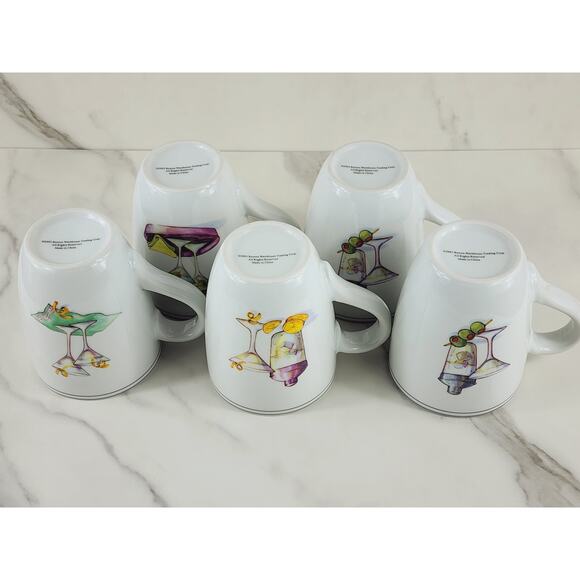 Boston Warehouse Coffee Mug Tea Cup 2003 Martini Design 4 1/4" Porcelain x5 - Picture 12 of 15